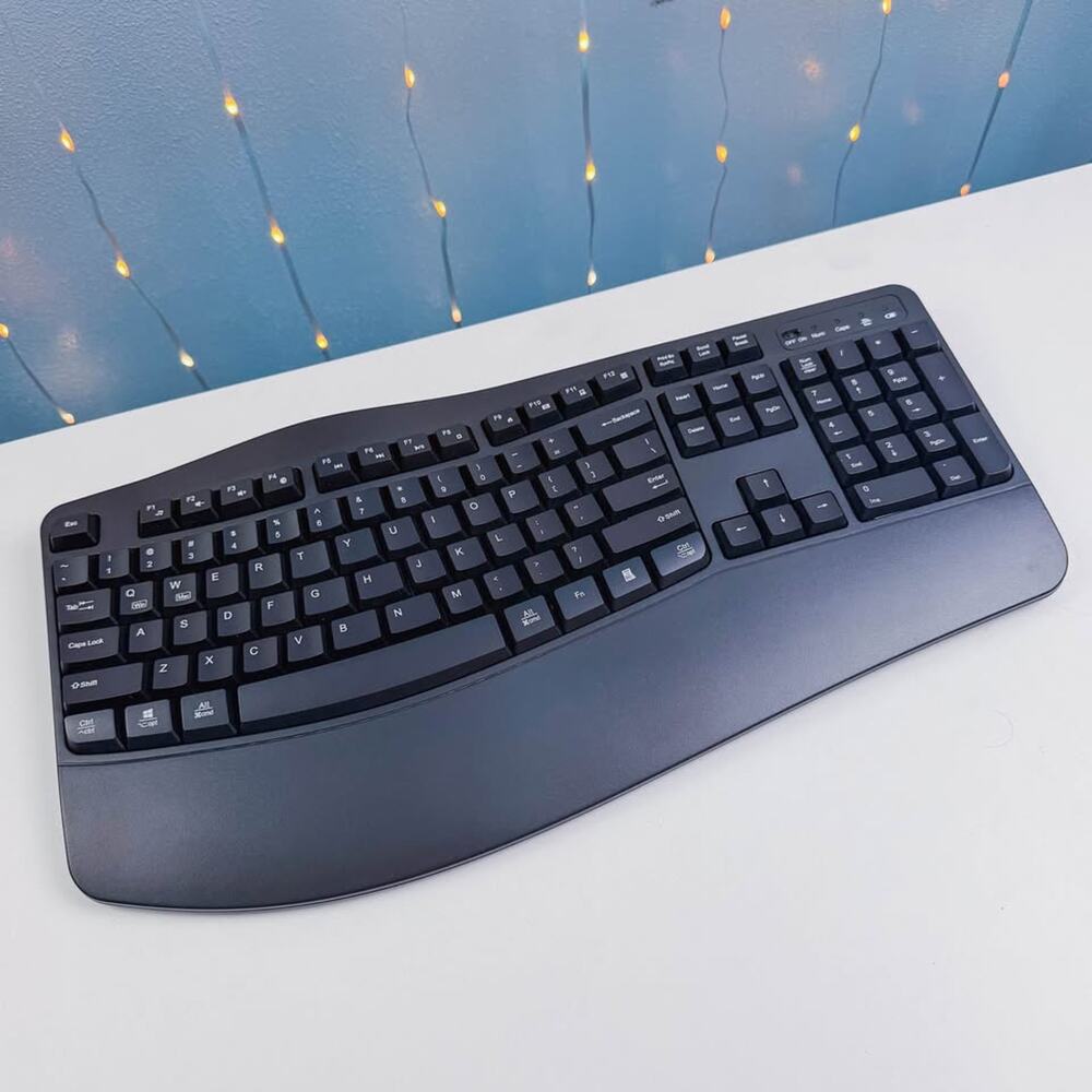 EDJO Ergonomic Wireless Keyboard with Wrist Rest – 2.4GHz USB